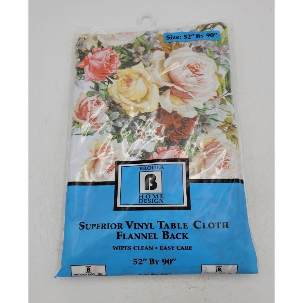 Vinyl Table Cloth Superior Flannel Back Broder Home Design 52"×90" New A2
